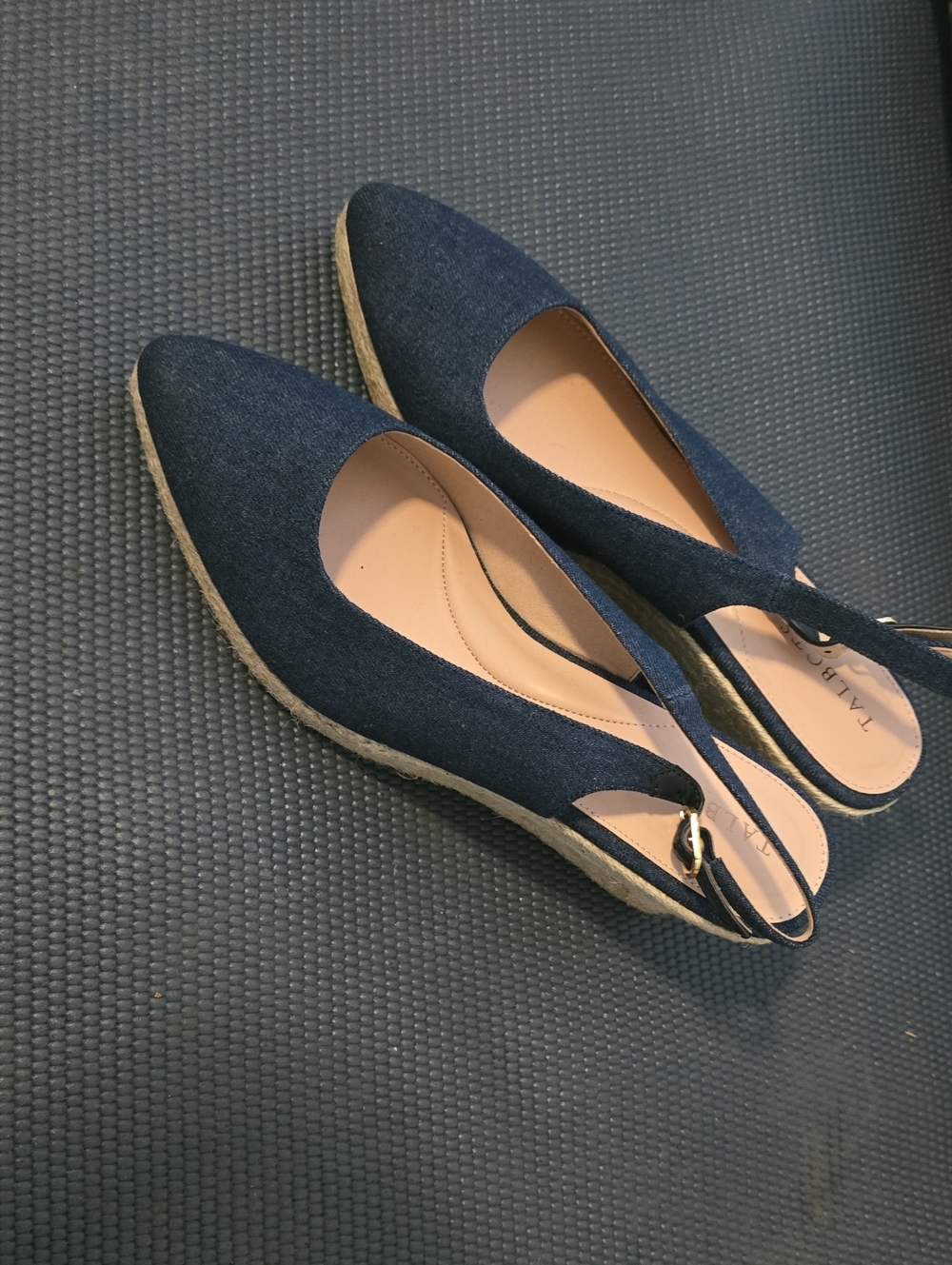 Talbots Navy Denim Espadrille Slingback Flats